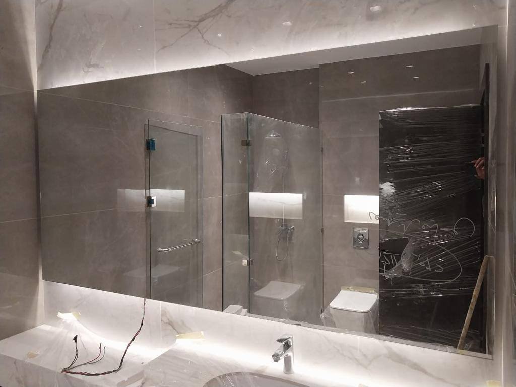 Full-length decorative mirror in luxury hallway