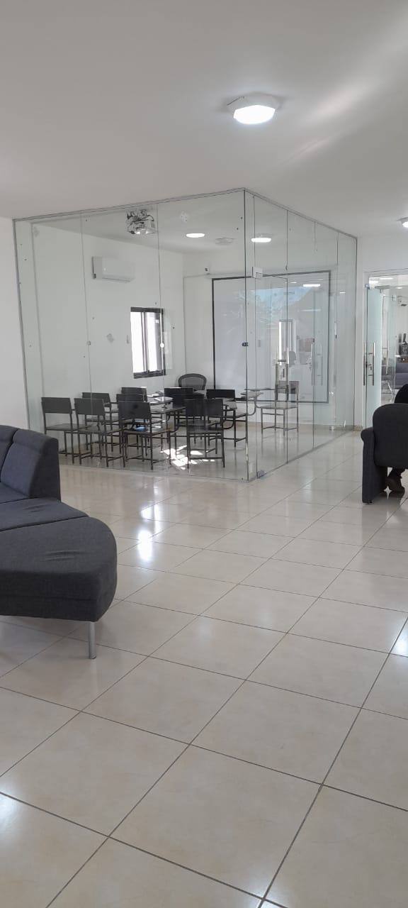 Glass office partition conference room
