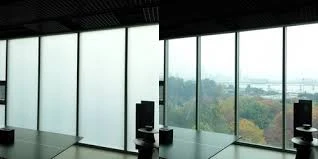 Smart glass panels switching from frosted to clear